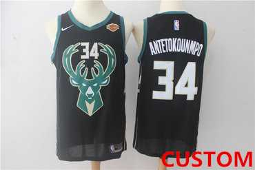 Mens Milwaukee Bucks #Custom  Black 2017-2018 Nike Swingman Stitched NBA Jersey
